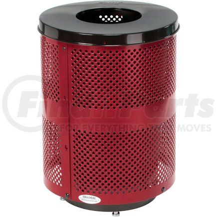 Global Industrial 261925RDD Global Industrial&#153; Outdoor Perforated Steel Trash Can With Flat Lid & Base, 36 Gallon, Red