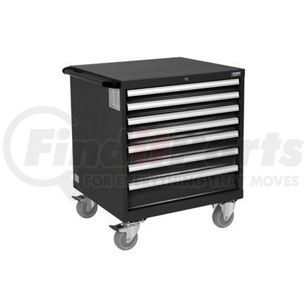 Global Industrial 298448BK Global Industrial&#153; Mobile Modular Drawer Cabinet, 7 Drawers, w/Lock, 30"Wx27"Dx37"H, Black