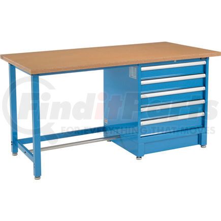 Global Industrial 711162 Global Industrial™ 72"W x 30"D Modular Workbench with 5 Drawers - Shop Top Square Edge - Blue