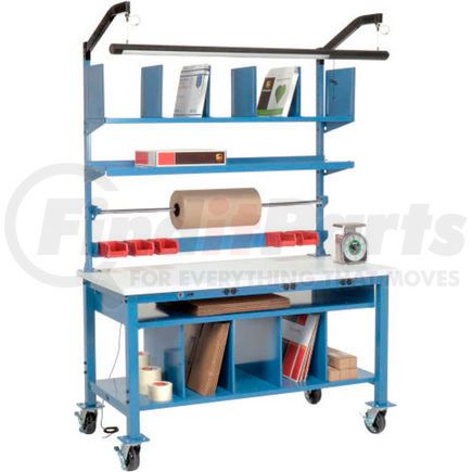 Global Industrial 244188AB Global Industrial™ Complete Mobile Electric Packing Workbench ESD Square Edge - 72 x 30