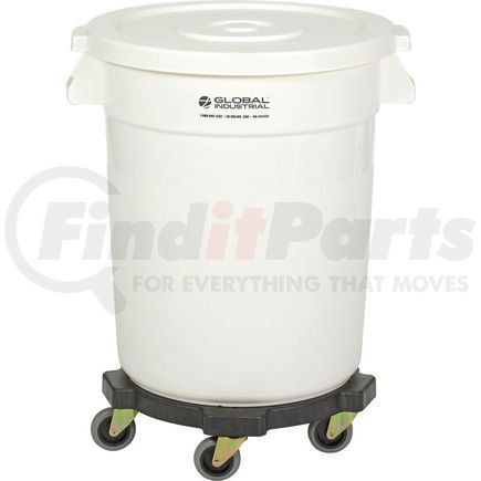 Global Industrial 240458WHB Global Industrial&#153; Plastic Trash Can with Lid & Dolly - 20 Gallon White