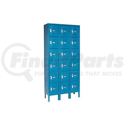 Global Industrial 269693BL Global Industrial™ Paramount® Six Tier 18 Door Locker, 12"Wx18"Dx12"H, Blue, Assembled