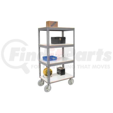 Global Industrial 330412 Global Industrial™ Easy Adj. Boltless 4 Shelf Truck 36x18, Laminate Shelves, Pneumatic Casters