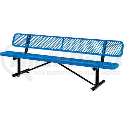 Global Industrial 277155BL Global Industrial&#8482; 8 ft. Outdoor Steel Bench with Backrest - Expanded Metal - Blue