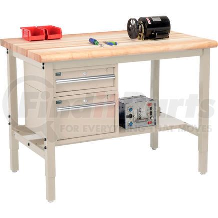 Global Industrial 319278TN Global Industrial™ 48"W x 30"D Production Workbench - Maple Safety Edge - Drawers & Shelf - Tan