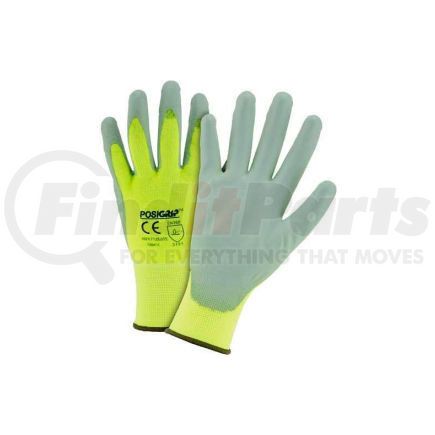 PIP Industries HVY713SUTS/M Touch Screen Hi Vis Yellow Nylon Shell Coated Gloves, Gray PU Palm Coat, Medium