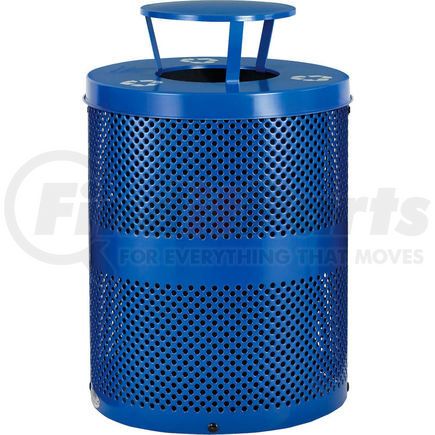 Global Industrial 261961BL Global Industrial&#153; Recycling Can w/Rain Bonnet Lid, 32 Gallon, Blue