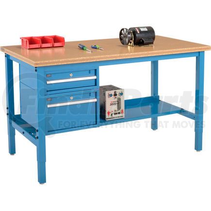 Global Industrial 319233BL Global Industrial™ 60 x 30 Production Workbench - Shop Top Square Edge - Drawers & Shelf - Blue