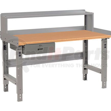 Global Industrial 318665 Global Industrial&#153; 60 x 30 Adj Height Workbench w/Drawer&Riser, Shop Top Square Edge Top - Gray