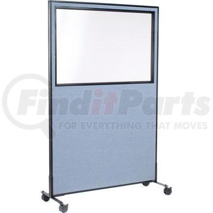 GLOBAL INDUSTRIAL 695789MWBL Interion&#174; Mobile Office Partition Panel with Partial Window, 48-1/4"W x 96"H, Blue