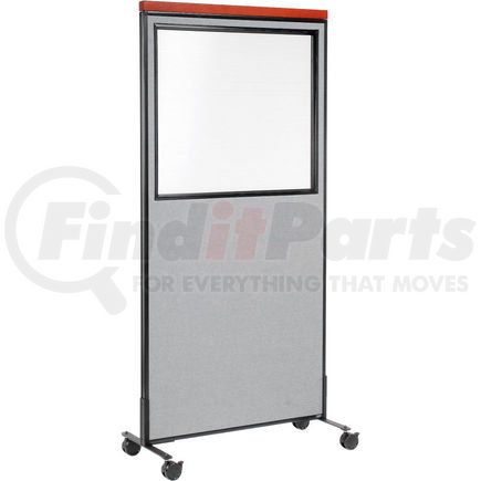 Global Industrial 695792WMGY Interion&#174; Deluxe Mobile Office Partition Panel with Partial Window, 36-1/4"W x 96"H, Gray