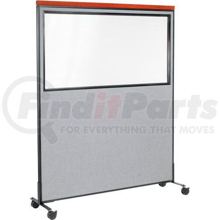 Global Industrial 695794WMGY Interion&#174; Deluxe Mobile Office Partition Panel with Partial Window, 60-1/4"W x 96"H, Gray