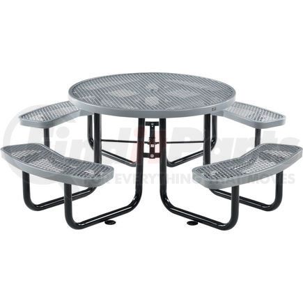 GLOBAL INDUSTRIAL 277150GY Global Industrial&#153; 46" Round Outdoor Steel Picnic Table, Expanded Metal, Gray