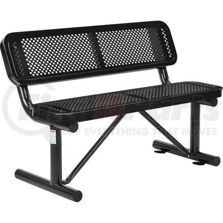 Global Industrial 695744BK Global Industrial&#8482; 4 ft. Outdoor Steel Bench with Backrest - Perforated Metal - Black