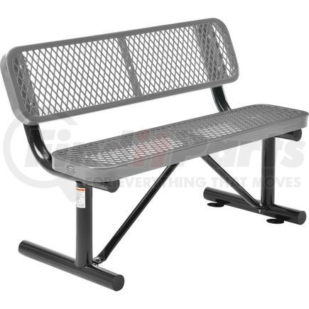 Global Industrial 695743GY Global Industrial&#8482; 4 ft. Outdoor Steel Bench with Backrest - Expanded Metal - Gray