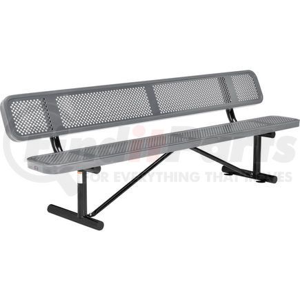 Global Industrial 262077GY Global Industrial&#8482; 8 ft. Outdoor Steel Picnic Bench with Backrest - Perforated Metal - Gray