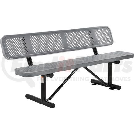 Global Industrial 694557GY Global Industrial&#8482; 6 ft. Outdoor Steel Picnic Bench with Backrest - Perforated Metal - Gray