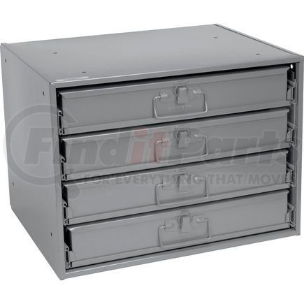 Global Industrial 493507 Durham Steel Compartment Box Rack Heavy Duty Bearing 20 x 15-3/4 x 15 with 4 Adj Divider Boxes