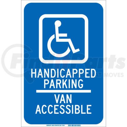 Brady 90018 Brady&#174; 90018 Handicapped Parking Van Accessible Sign, Blue/White, Aluminum, 12"W x 18"H