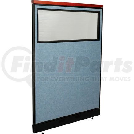 GLOBAL INDUSTRIAL 694732WPBL Interion&#174; Deluxe Office Partition Panel w/Partial Window & Pass-Thru Cable 48-1/4Wx65-1/2H BLU