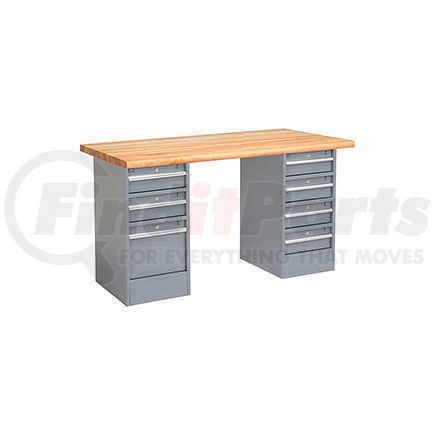 Global Industrial 607695 Global Industrial™ 72 x 30 Pedestal Workbench - 7 Drawers, Maple Block Safety Edge - Gray