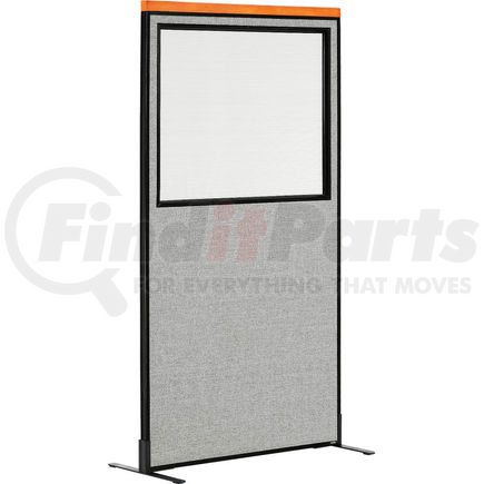 GLOBAL INDUSTRIAL 694687WFGY Interion&#174; Deluxe Freestanding Office Partition Panel w/Partial Window 36-1/4"W x 73-1/2"H Gray