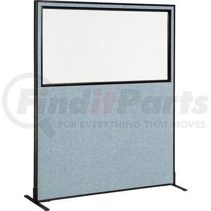 GLOBAL INDUSTRIAL 694681WFBL Interion&#174; Freestanding Office Partition Panel with Partial Window, 60-1/4"W x 72"H, Blue