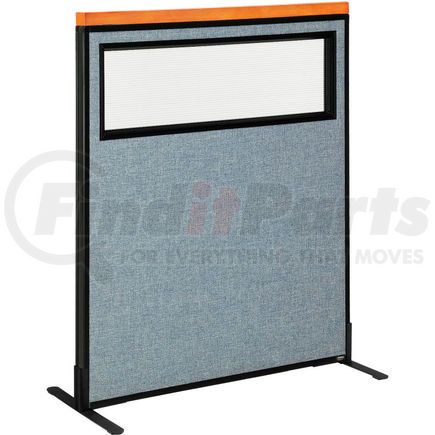 GLOBAL INDUSTRIAL 694762WFBL Interion&#174; Deluxe Freestanding Office Partition Panel w/Partial Window 36-1/4"W x 43-1/2"H Blue