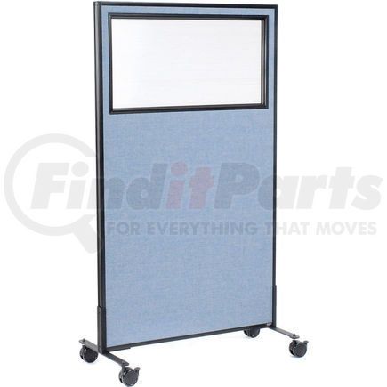 Global Industrial 694980MBL Interion&#174; Mobile Office Partition Panel with Partial Window, 36-1/4"W x 63"H, Blue