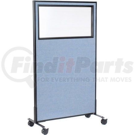 GLOBAL INDUSTRIAL 694980MBL Interion&#174; Mobile Office Partition Panel with Partial Window, 36-1/4"W x 63"H, Blue