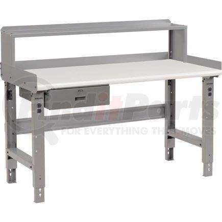 Global Industrial 318728 Global Industrial™ 72 x 36 Adj Height Workbench w/Drawer & Riser, Laminate Safety Top - Gray