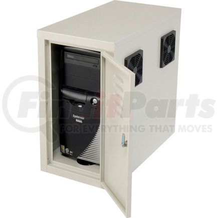 Global Industrial 249309FBG Global Industrial&#8482; Orbit CPU Side Cabinet with Front/Rear Doors and 2 Exhaust Fans - Beige