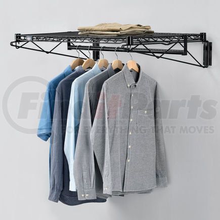 Global Industrial 184444B Black Coat Rack with Bars - Wall Mount - 36"W x 24"D x 6"H