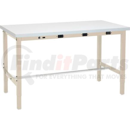 Global Industrial 606992BTNA Global Industrial™ 60 x 30 Adjustable Height Workbench - Power Apron, ESD Square Edge Tan