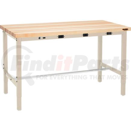 Global Industrial 606989BTNA Global Industrial™ 96 x 36 Adjustable Height Workbench - Power Apron, Maple Square Edge Tan