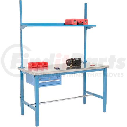 Global Industrial 318983BL Global Industrial&#153; 72x30 Production Workbench Stainless Steel - Drawer, Upright & Shelf BL