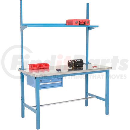 Global Industrial 318983BL Global Industrial™ 72x30 Production Workbench Stainless Steel - Drawer, Upright & Shelf BL
