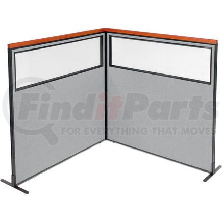 Global Industrial 695099GY Interion&#174; Deluxe Freestanding 2-Panel Corner Divider w/Partial Window 60-1/4"W x 61-1/2"H Gray