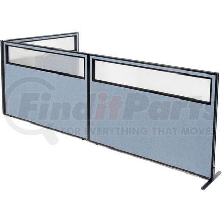 Global Industrial 695116BL Interion&#174; Freestanding 3-Panel Corner Room Divider w/Partial Window 60-1/4"W x 42"H Panels Blue