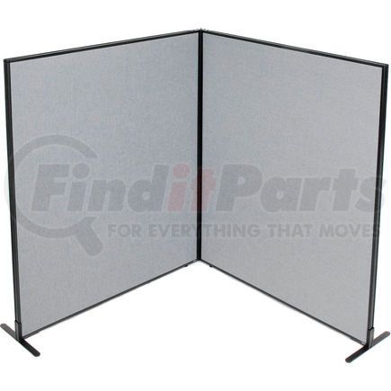 Global Industrial 695108GY Interion&#174; Freestanding 2-Panel Corner Room Divider, 60-1/4"W x 72"H Panels, Gray