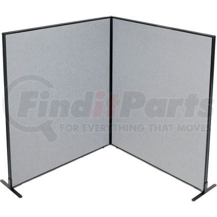 GLOBAL INDUSTRIAL 695108GY Interion&#174; Freestanding 2-Panel Corner Room Divider, 60-1/4"W x 72"H Panels, Gray