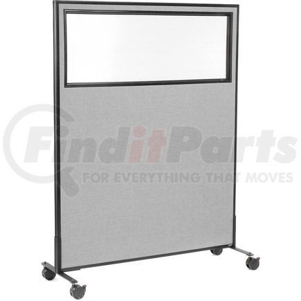 GLOBAL INDUSTRIAL 694983MGY Interion&#174; Mobile Office Partition Panel with Partial Window, 48-1/4"W x 63"H, Gray