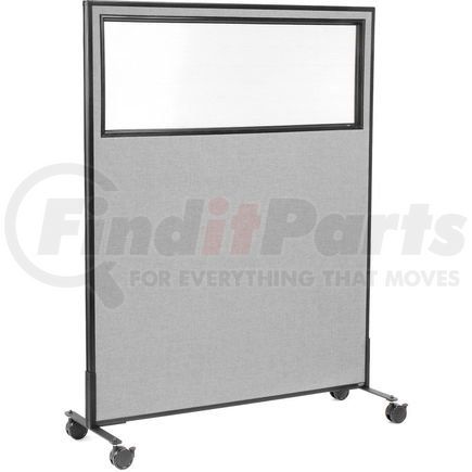 Global Industrial 694983MGY Interion&#174; Mobile Office Partition Panel with Partial Window, 48-1/4"W x 63"H, Gray