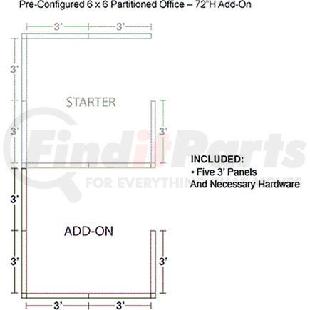 Global Industrial 236650GY Interion&#174; Pre-Configured Office Cubicle - 6'W x 6'D x 72"H - Add-On Kit - Gray