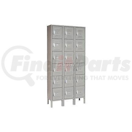 Global Industrial 269697GY Global Industrial™ Infinity® Six Tier 18 Door Locker, 12"Wx18"Dx12"H, Gray, Assembled
