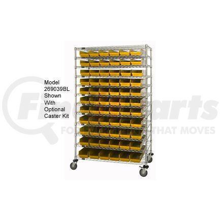 Global Industrial 269050YL Global Industrial&#153; Chrome Wire Shelving with 140 4"H Plastic Shelf Bins Yellow, 72x14x74