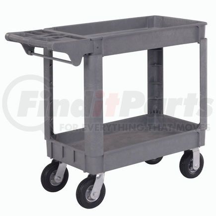 Global Industrial 242082 Global Industrial&#153; Deluxe Tray Top Plastic Utility Cart, 2 Shelf, 40"Lx17"W, 6" Casters, Gray