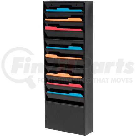 Global Industrial 806407 Global Industrial&#8482; 11 Pockets - Medical Chart Hanging Wall File Holder - Black