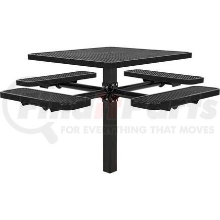 Global Industrial 695293BK Global Industrial&#153; 46" Square In-Ground Mount Outdoor Steel Picnic Table, Expanded Metal, Black