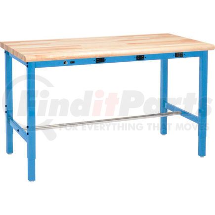 Global Industrial 607008BBLA Global Industrial&#153; 72 x 30 Adjustable Height Workbench - Power Apron, Maple Safety Edge Blue